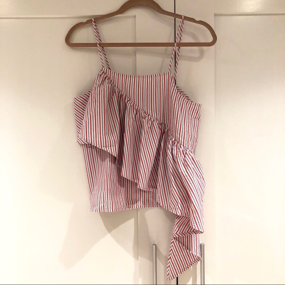 Abound Tops - Ruffle Seersucker Strappy Top